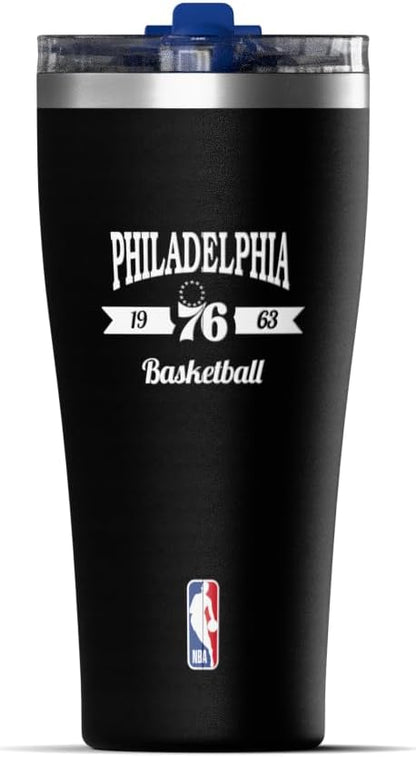 NBA Officially Licensed Houston Rockets 30oz Vacuum Insulated Stainless Steel Water Bottle with Straw Lid, Spill-Proof, Cup Holder Friendly Design for Daily Hydration