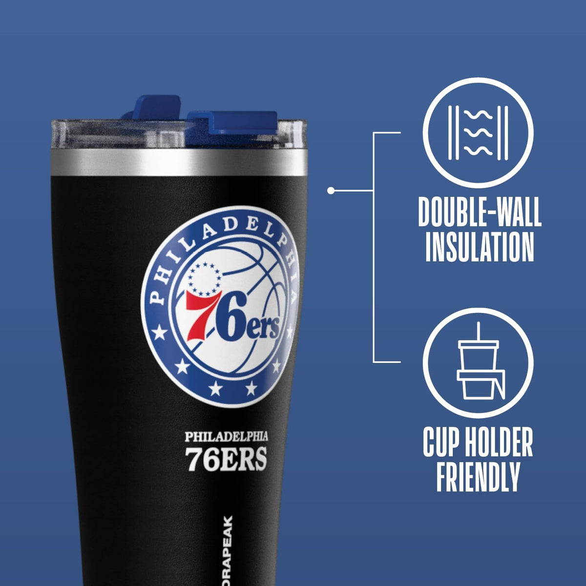 NBA Officially Licensed Houston Rockets 30oz Vacuum Insulated Stainless Steel Water Bottle with Straw Lid, Spill-Proof, Cup Holder Friendly Design for Daily Hydration