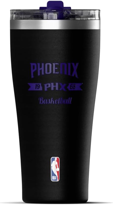 NBA Officially Licensed Houston Rockets 30oz Vacuum Insulated Stainless Steel Water Bottle with Straw Lid, Spill-Proof, Cup Holder Friendly Design for Daily Hydration
