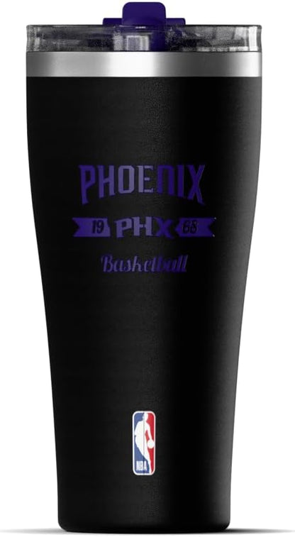 NBA Officially Licensed Houston Rockets 30oz Vacuum Insulated Stainless Steel Water Bottle with Straw Lid, Spill-Proof, Cup Holder Friendly Design for Daily Hydration