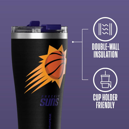 NBA Officially Licensed Houston Rockets 30oz Vacuum Insulated Stainless Steel Water Bottle with Straw Lid, Spill-Proof, Cup Holder Friendly Design for Daily Hydration
