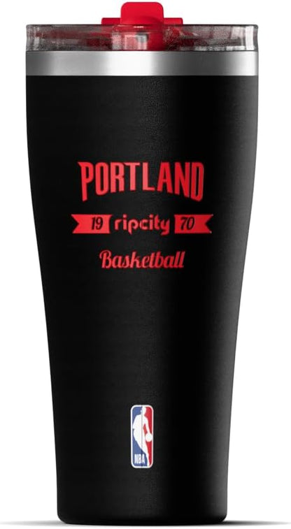 NBA Officially Licensed Houston Rockets 30oz Vacuum Insulated Stainless Steel Water Bottle with Straw Lid, Spill-Proof, Cup Holder Friendly Design for Daily Hydration