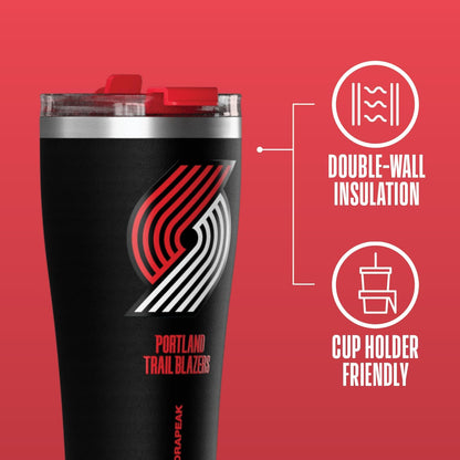 NBA Officially Licensed Houston Rockets 30oz Vacuum Insulated Stainless Steel Water Bottle with Straw Lid, Spill-Proof, Cup Holder Friendly Design for Daily Hydration