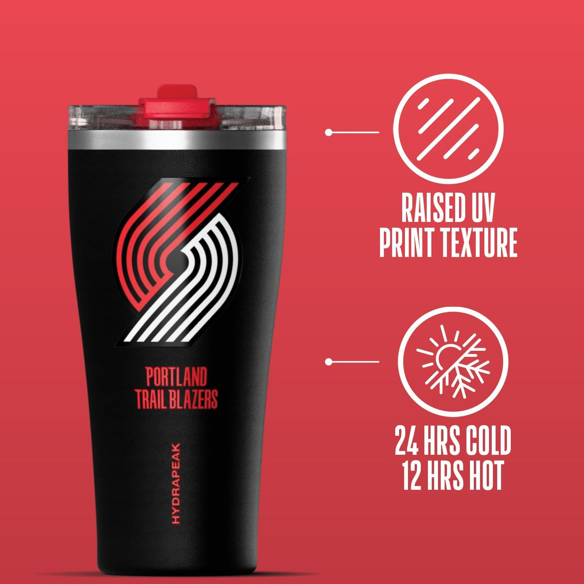 NBA Officially Licensed Houston Rockets 30oz Vacuum Insulated Stainless Steel Water Bottle with Straw Lid, Spill-Proof, Cup Holder Friendly Design for Daily Hydration