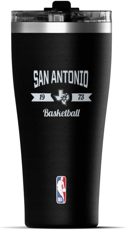 NBA Officially Licensed Houston Rockets 30oz Vacuum Insulated Stainless Steel Water Bottle with Straw Lid, Spill-Proof, Cup Holder Friendly Design for Daily Hydration