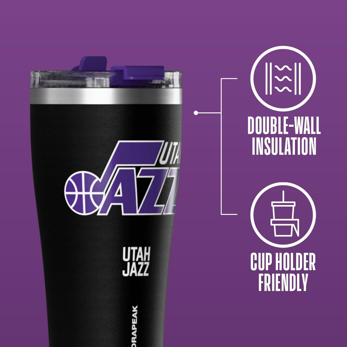 NBA Officially Licensed Houston Rockets 30oz Vacuum Insulated Stainless Steel Water Bottle with Straw Lid, Spill-Proof, Cup Holder Friendly Design for Daily Hydration