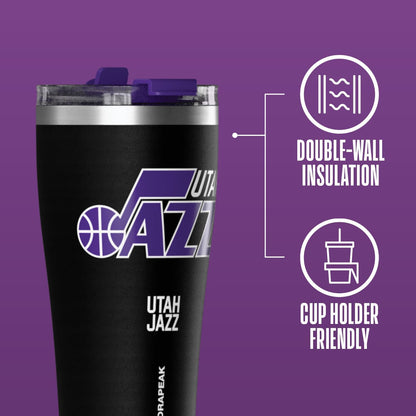 NBA Officially Licensed Houston Rockets 30oz Vacuum Insulated Stainless Steel Water Bottle with Straw Lid, Spill-Proof, Cup Holder Friendly Design for Daily Hydration