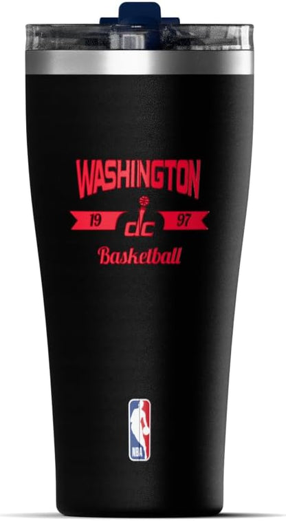 NBA Officially Licensed Houston Rockets 30oz Vacuum Insulated Stainless Steel Water Bottle with Straw Lid, Spill-Proof, Cup Holder Friendly Design for Daily Hydration