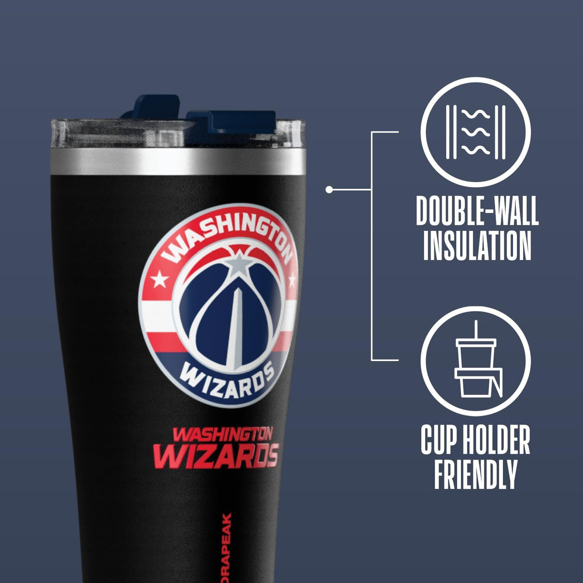 NBA Officially Licensed Houston Rockets 30oz Vacuum Insulated Stainless Steel Water Bottle with Straw Lid, Spill-Proof, Cup Holder Friendly Design for Daily Hydration