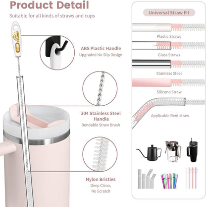 15 Inch Extra Long Straw Cleaner Brush Set, 5PCS for Stanley 40 oz Tumblers
