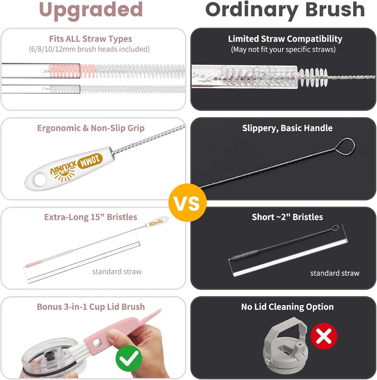 15 Inch Extra Long Straw Cleaner Brush Set, 5PCS for Stanley 40 oz Tumblers