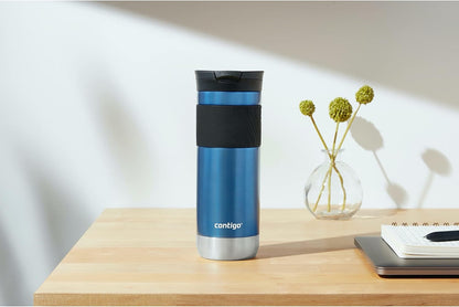 Byron 2.0 Stainless Steel Travel Mug with Snapseal Lid and Grip, 24oz, Midnight Berry, BPA Free and Leak Proof