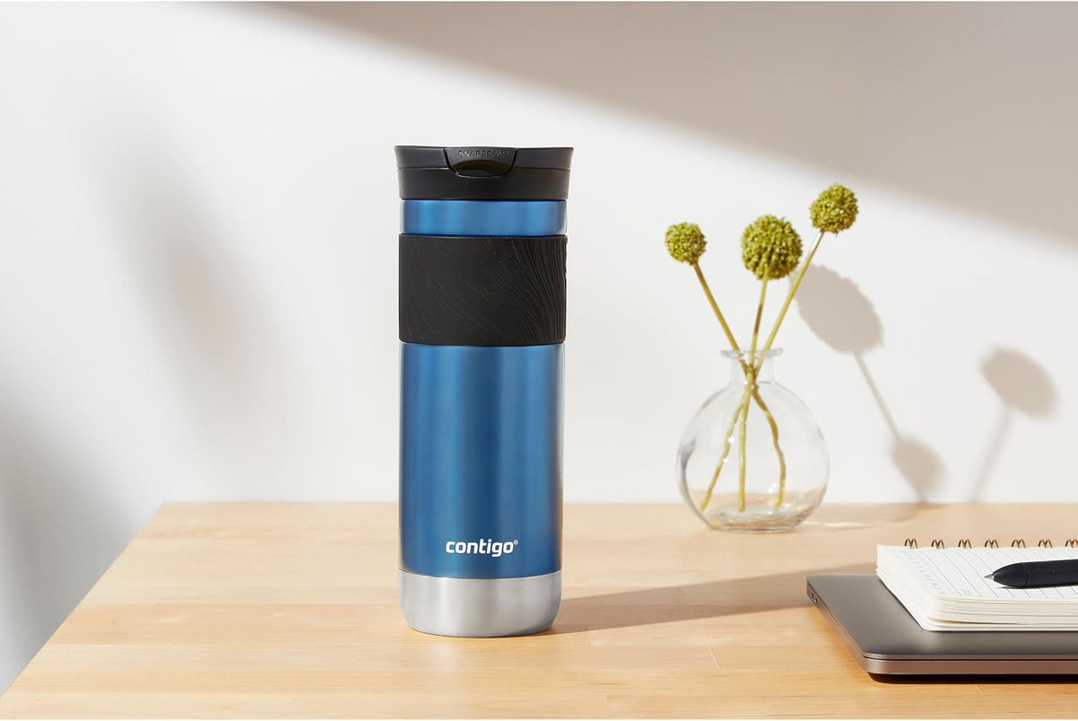 Byron 2.0 Stainless Steel Travel Mug with Snapseal Lid and Grip, 24oz, Midnight Berry, BPA Free and Leak Proof