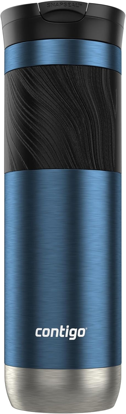 Byron 2.0 Stainless Steel Travel Mug with Snapseal Lid and Grip, 24oz, Midnight Berry, BPA Free and Leak Proof