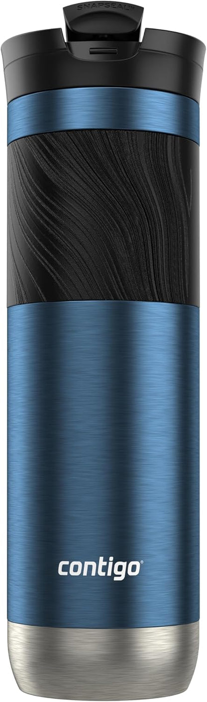 Byron 2.0 Stainless Steel Travel Mug with Snapseal Lid and Grip, 24oz, Midnight Berry, BPA Free and Leak Proof