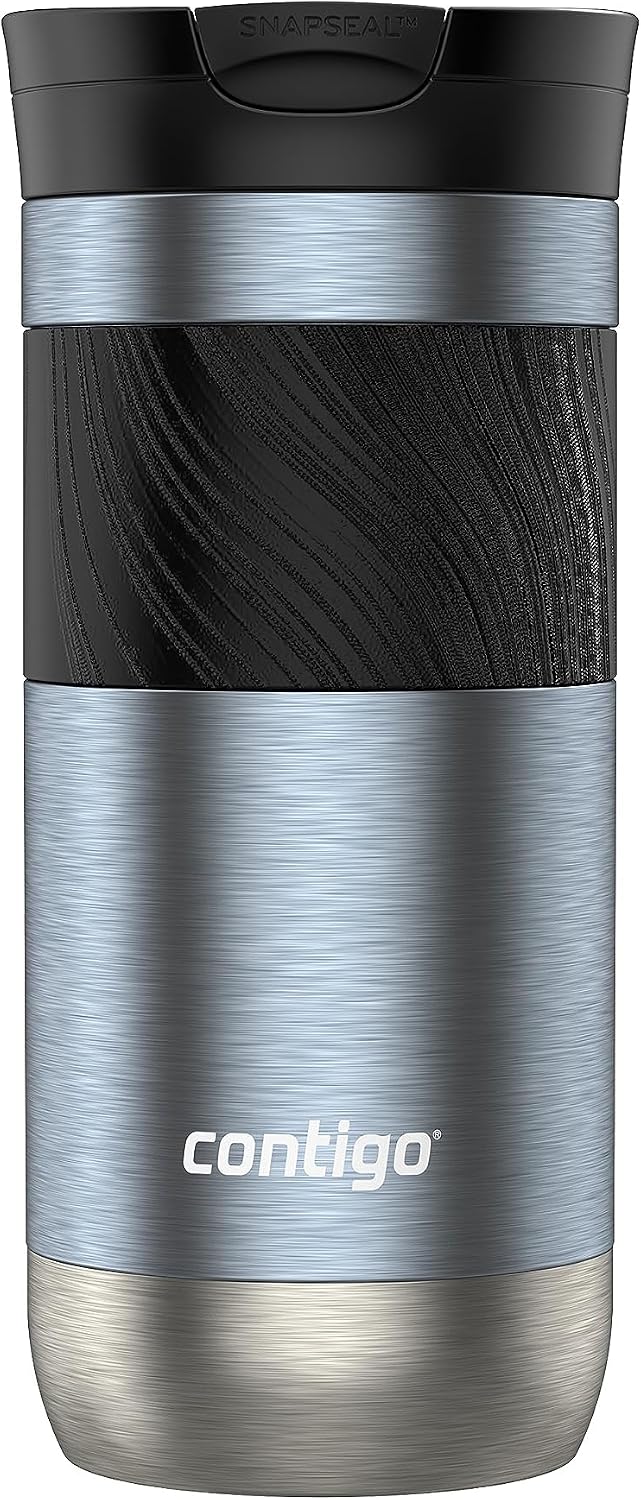 Byron 2.0 Stainless Steel Travel Mug with Snapseal Lid and Grip, 24oz, Midnight Berry, BPA Free and Leak Proof