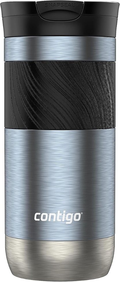Byron 2.0 Stainless Steel Travel Mug with Snapseal Lid and Grip, 24oz, Midnight Berry, BPA Free and Leak Proof