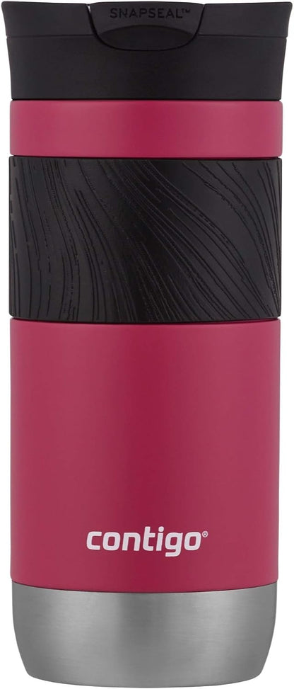 Byron 2.0 Stainless Steel Travel Mug with Snapseal Lid and Grip, 24oz, Midnight Berry, BPA Free and Leak Proof