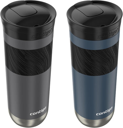 Byron 2.0 Stainless Steel Travel Mug with Snapseal Lid and Grip, 24oz, Midnight Berry, BPA Free and Leak Proof