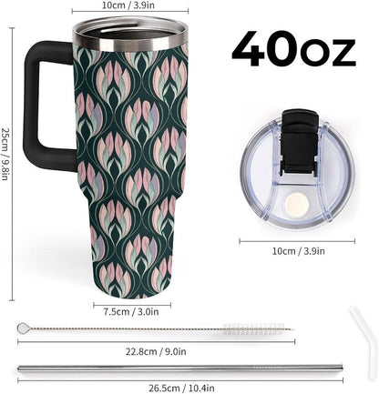 Leakproof Car Cup Vacuum Sealed With Lid For Office Crystal Clear Blue Water Ripple Print Drinkware Light Rose Red-style-5 - Colors C