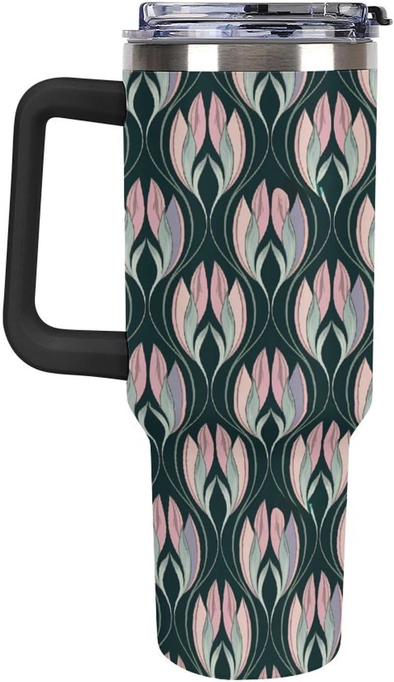 Leakproof Car Cup Vacuum Sealed With Lid For Office Crystal Clear Blue Water Ripple Print Drinkware Light Rose Red-style-5 - Colors C