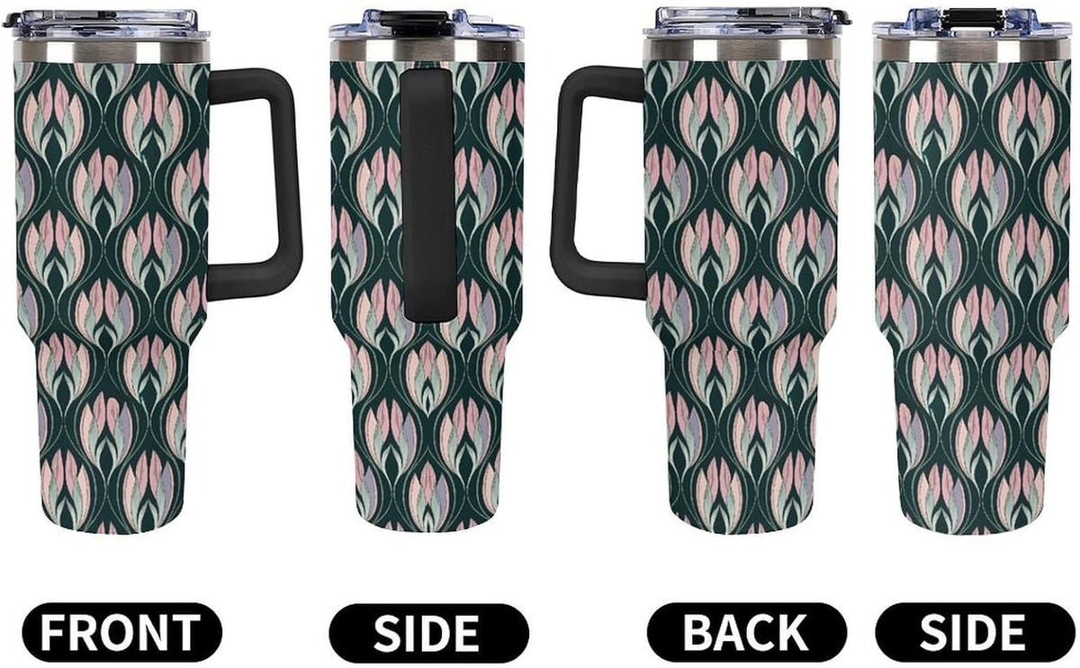 Leakproof Car Cup Vacuum Sealed With Lid For Office Crystal Clear Blue Water Ripple Print Drinkware Light Rose Red-style-5 - Colors C