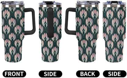 Leakproof Car Cup Vacuum Sealed With Lid For Office Crystal Clear Blue Water Ripple Print Drinkware Light Rose Red-style-5 - Colors C