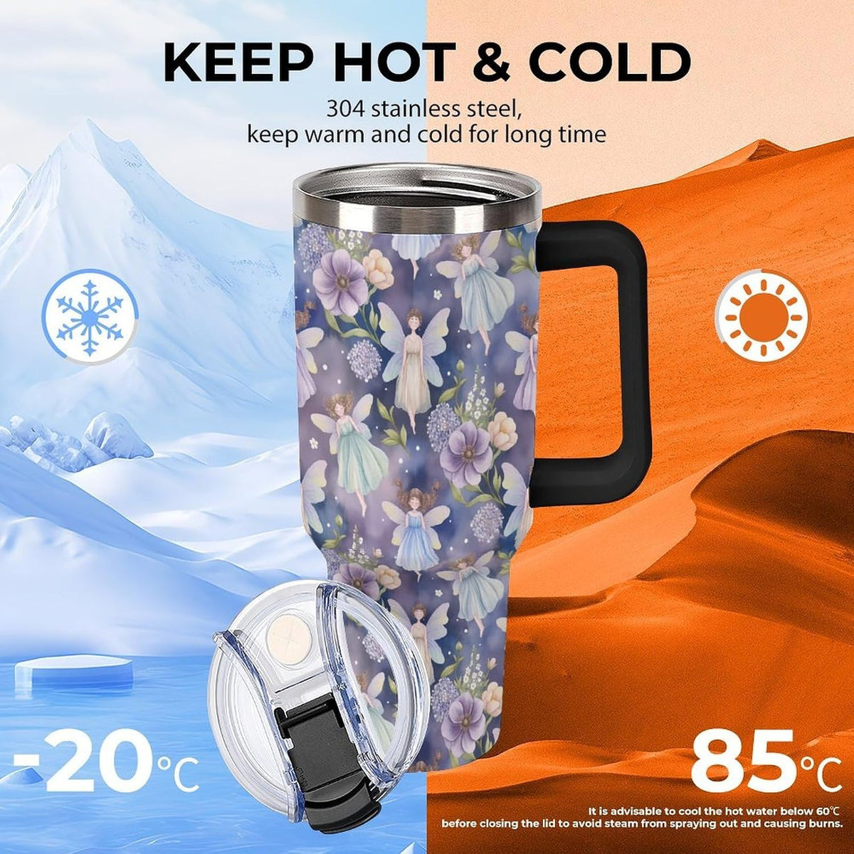 Leakproof Car Cup Vacuum Sealed With Lid For Office Crystal Clear Blue Water Ripple Print Drinkware Light Rose Red-style-5 - Colors C