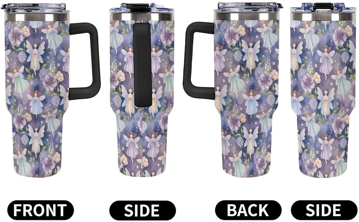 Leakproof Car Cup Vacuum Sealed With Lid For Office Crystal Clear Blue Water Ripple Print Drinkware Light Rose Red-style-5 - Colors C