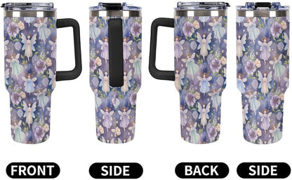 Leakproof Car Cup Vacuum Sealed With Lid For Office Crystal Clear Blue Water Ripple Print Drinkware Light Rose Red-style-5 - Colors C