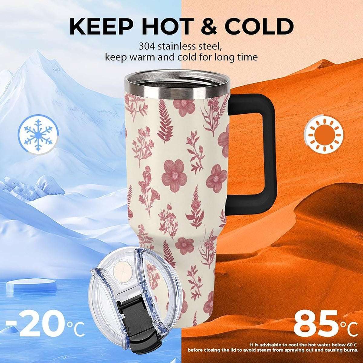 Leakproof Car Cup Vacuum Sealed With Lid For Office Crystal Clear Blue Water Ripple Print Drinkware Light Rose Red-style-5 - Colors C
