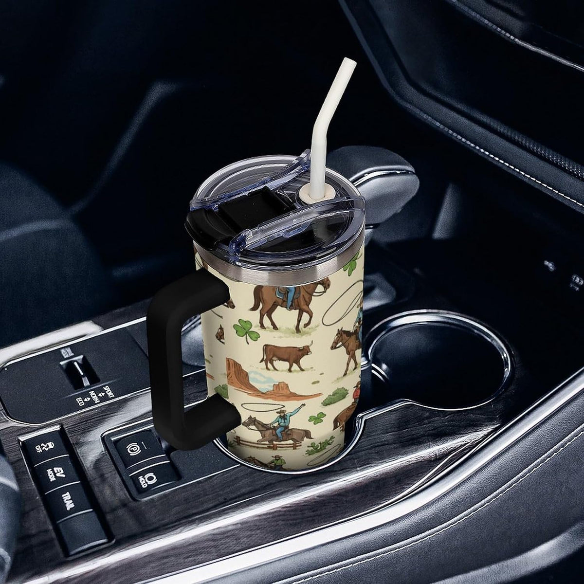 Leakproof Car Cup Vacuum Sealed With Lid For Office Crystal Clear Blue Water Ripple Print Drinkware Light Rose Red-style-5 - Colors C