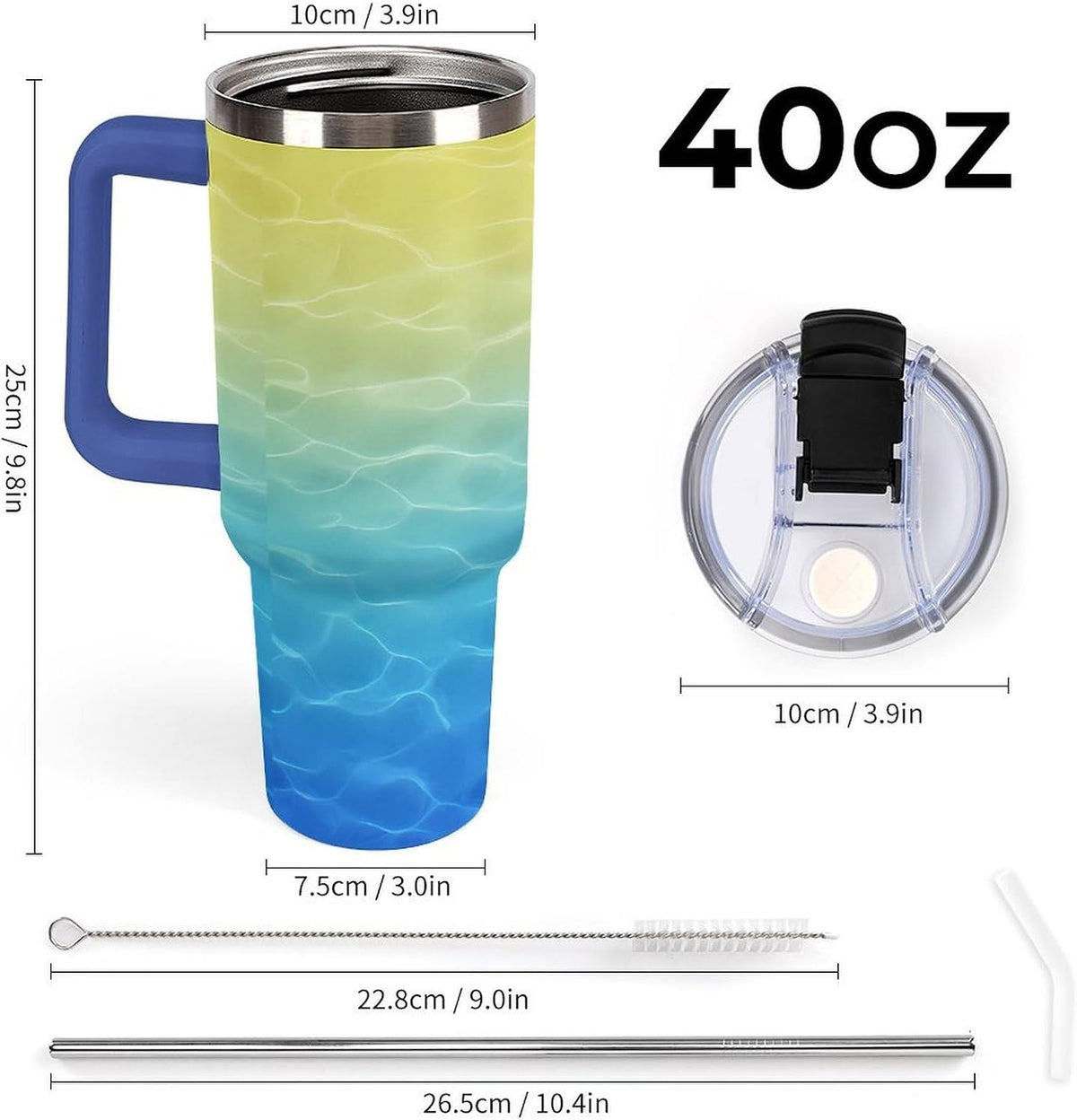 Leakproof Car Cup Vacuum Sealed With Lid For Office Crystal Clear Blue Water Ripple Print Drinkware Light Rose Red-style-5 - Colors C