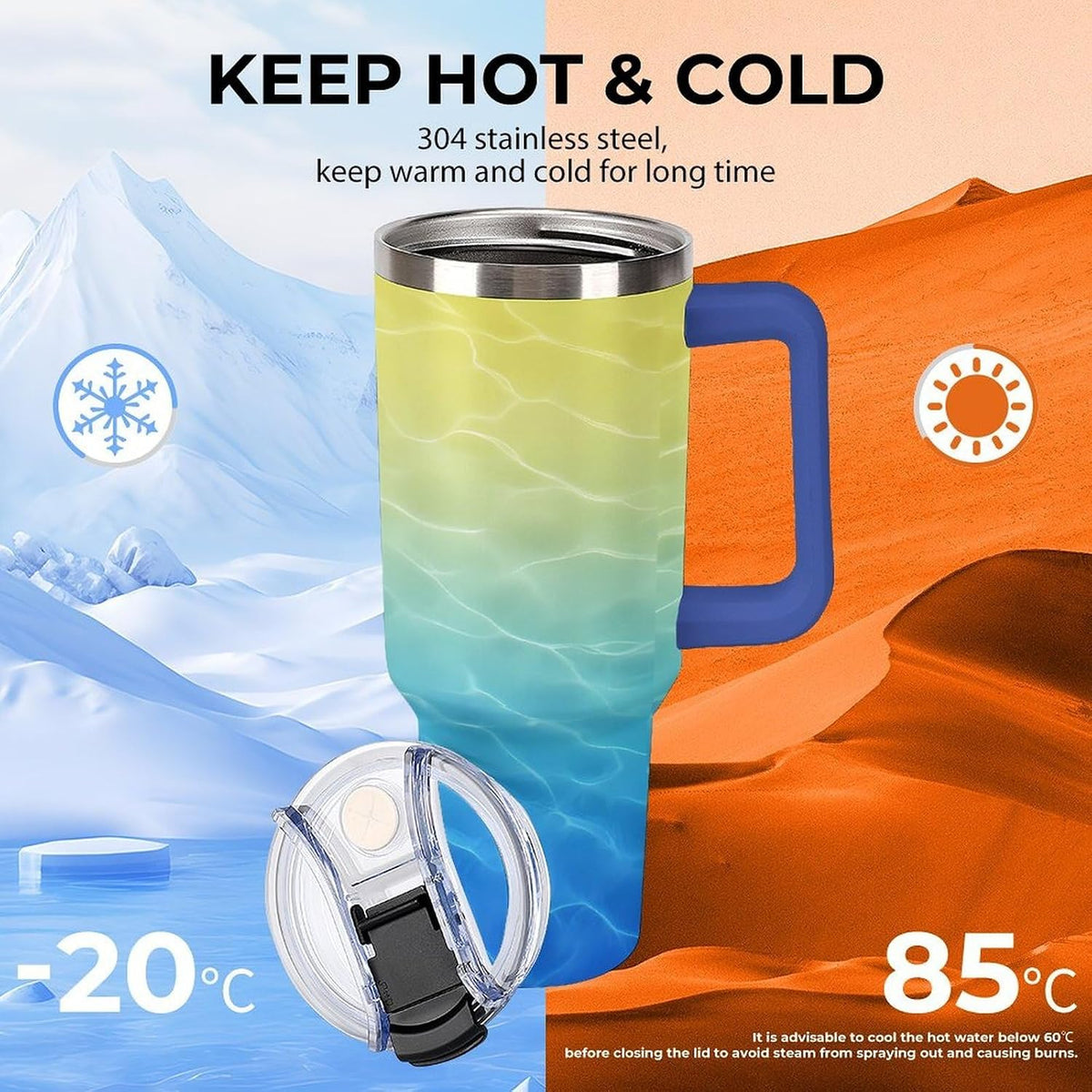 Leakproof Car Cup Vacuum Sealed With Lid For Office Crystal Clear Blue Water Ripple Print Drinkware Light Rose Red-style-5 - Colors C