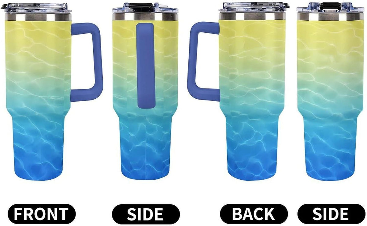 Leakproof Car Cup Vacuum Sealed With Lid For Office Crystal Clear Blue Water Ripple Print Drinkware Light Rose Red-style-5 - Colors C