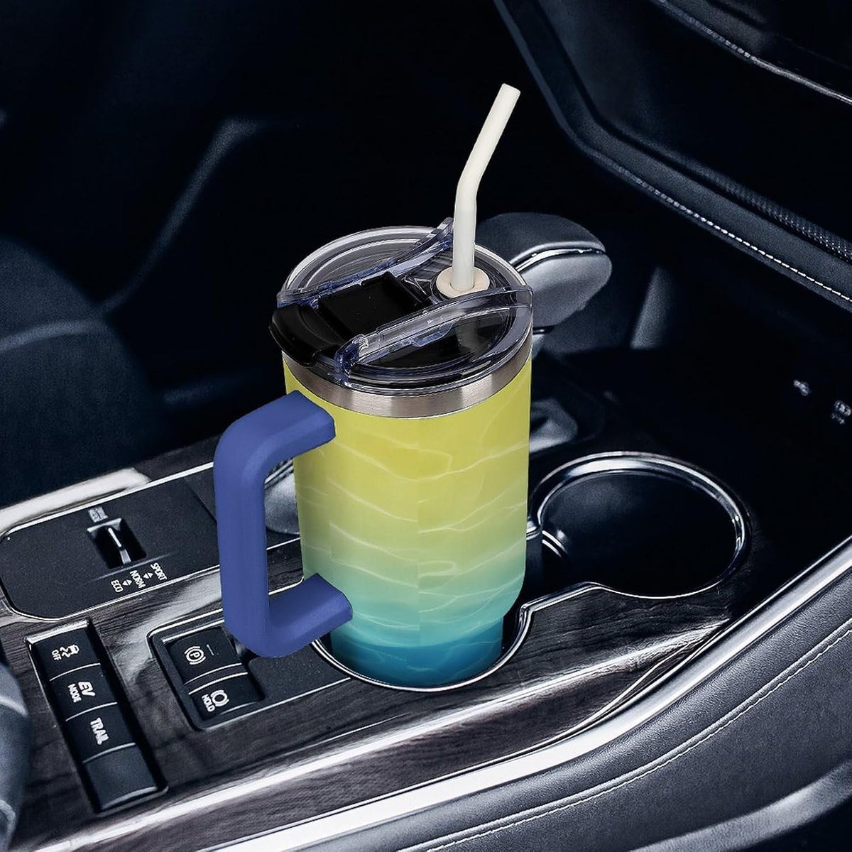 Leakproof Car Cup Vacuum Sealed With Lid For Office Crystal Clear Blue Water Ripple Print Drinkware Light Rose Red-style-5 - Colors C