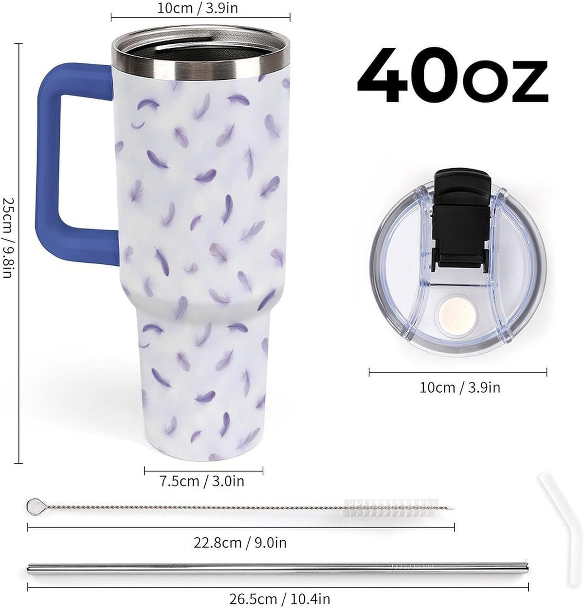 Leakproof Car Cup Vacuum Sealed With Lid For Office Crystal Clear Blue Water Ripple Print Drinkware Light Rose Red-style-5 - Colors C