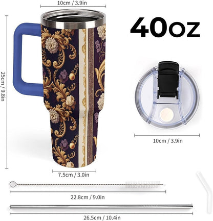 Leakproof Car Cup Vacuum Sealed With Lid For Office Crystal Clear Blue Water Ripple Print Drinkware Light Rose Red-style-5 - Colors C
