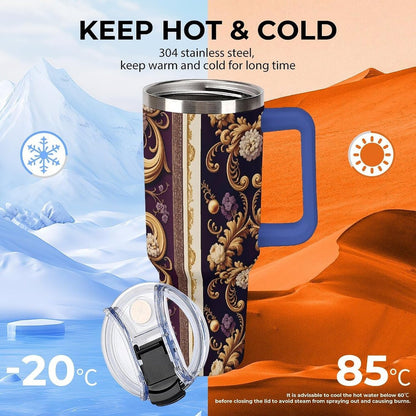 Leakproof Car Cup Vacuum Sealed With Lid For Office Crystal Clear Blue Water Ripple Print Drinkware Light Rose Red-style-5 - Colors C