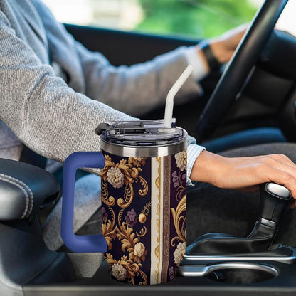 Leakproof Car Cup Vacuum Sealed With Lid For Office Crystal Clear Blue Water Ripple Print Drinkware Light Rose Red-style-5 - Colors C