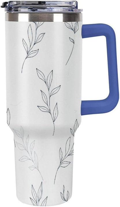 Leakproof Car Cup Vacuum Sealed With Lid For Office Crystal Clear Blue Water Ripple Print Drinkware Light Rose Red-style-5 - Colors C