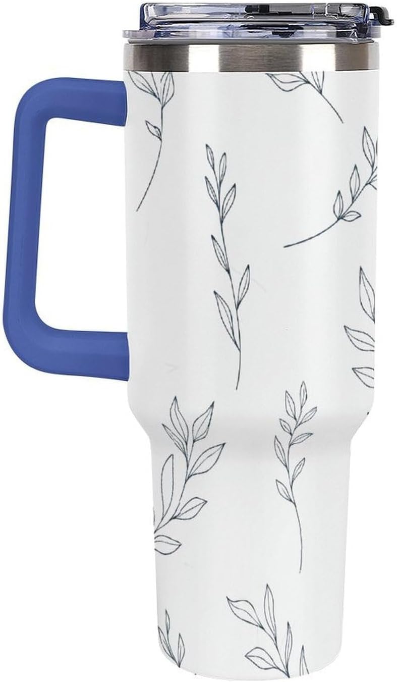 Leakproof Car Cup Vacuum Sealed With Lid For Office Crystal Clear Blue Water Ripple Print Drinkware Light Rose Red-style-5 - Colors C
