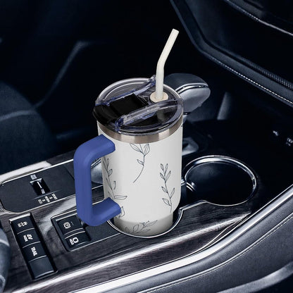 Leakproof Car Cup Vacuum Sealed With Lid For Office Crystal Clear Blue Water Ripple Print Drinkware Light Rose Red-style-5 - Colors C