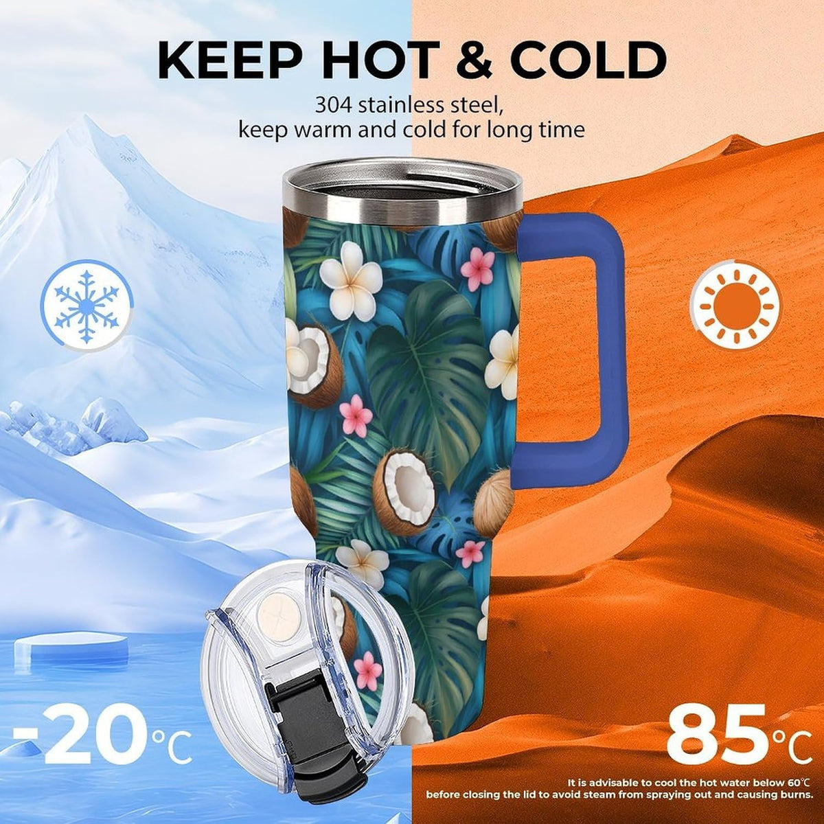 Leakproof Car Cup Vacuum Sealed With Lid For Office Crystal Clear Blue Water Ripple Print Drinkware Light Rose Red-style-5 - Colors C