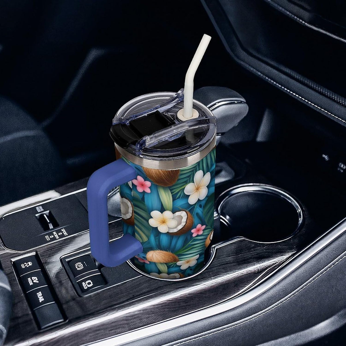 Leakproof Car Cup Vacuum Sealed With Lid For Office Crystal Clear Blue Water Ripple Print Drinkware Light Rose Red-style-5 - Colors C