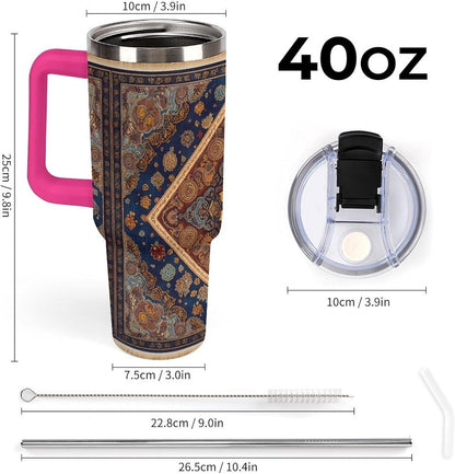 Leakproof Car Cup Vacuum Sealed With Lid For Office Crystal Clear Blue Water Ripple Print Drinkware Light Rose Red-style-5 - Colors C