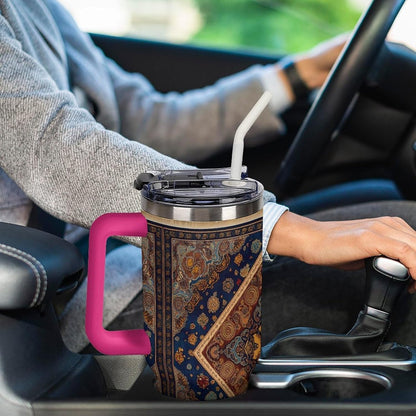 Leakproof Car Cup Vacuum Sealed With Lid For Office Crystal Clear Blue Water Ripple Print Drinkware Light Rose Red-style-5 - Colors C