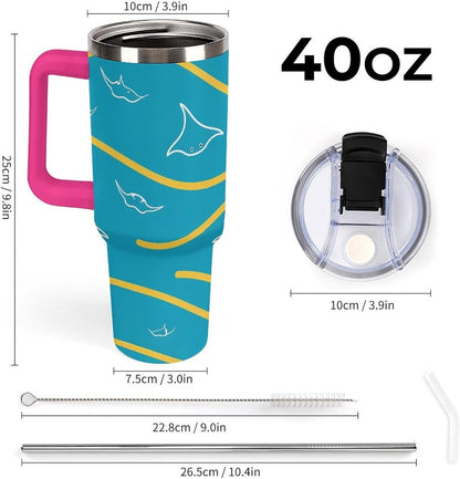 Leakproof Car Cup Vacuum Sealed With Lid For Office Crystal Clear Blue Water Ripple Print Drinkware Light Rose Red-style-5 - Colors C