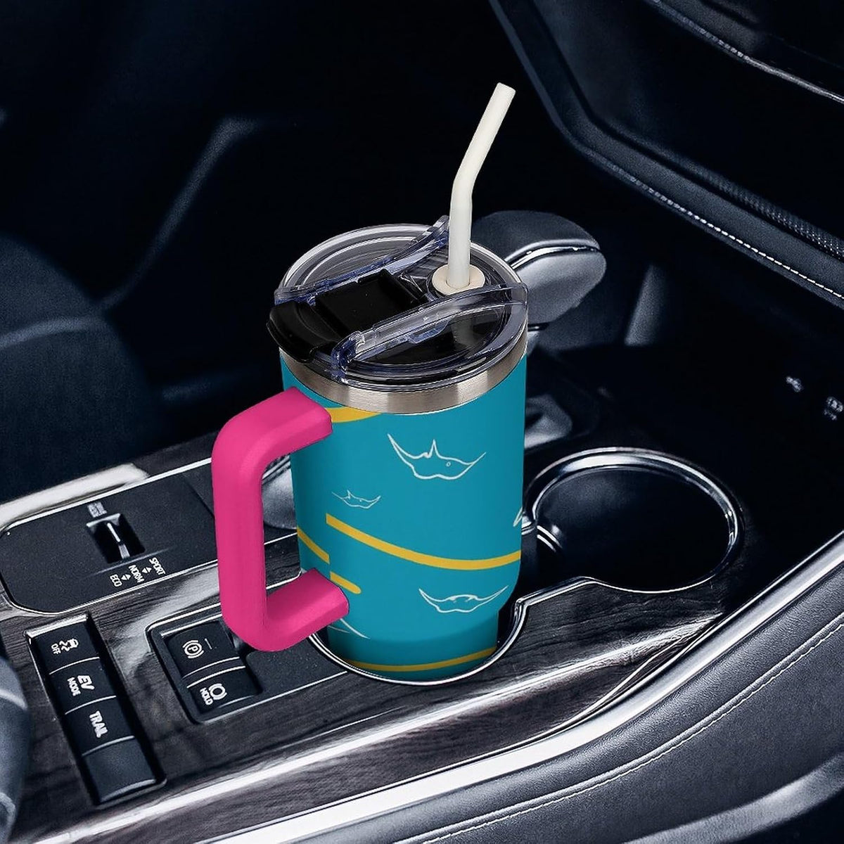 Leakproof Car Cup Vacuum Sealed With Lid For Office Crystal Clear Blue Water Ripple Print Drinkware Light Rose Red-style-5 - Colors C