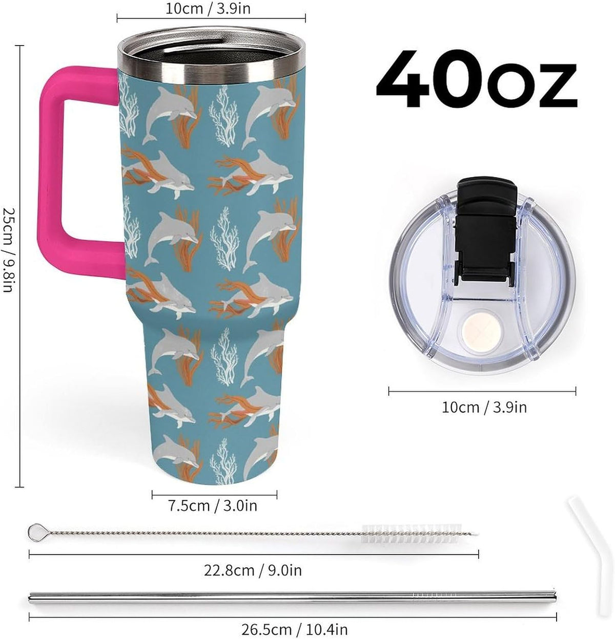 Leakproof Car Cup Vacuum Sealed With Lid For Office Crystal Clear Blue Water Ripple Print Drinkware Light Rose Red-style-5 - Colors C